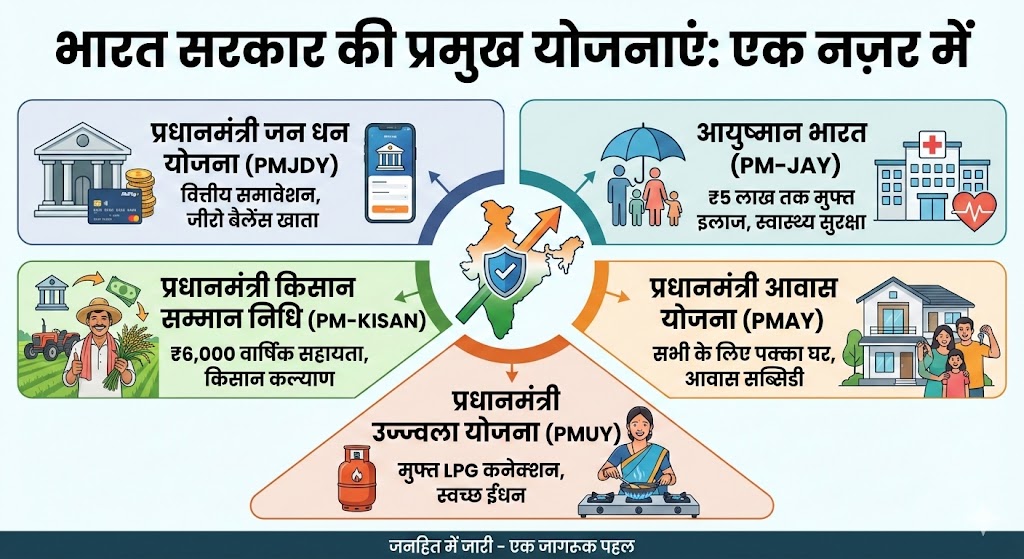 भारत सरकार की प्रमुख योजनाएं 2025: आवेदन, पात्रता और लाभ की पूरी जानकारी