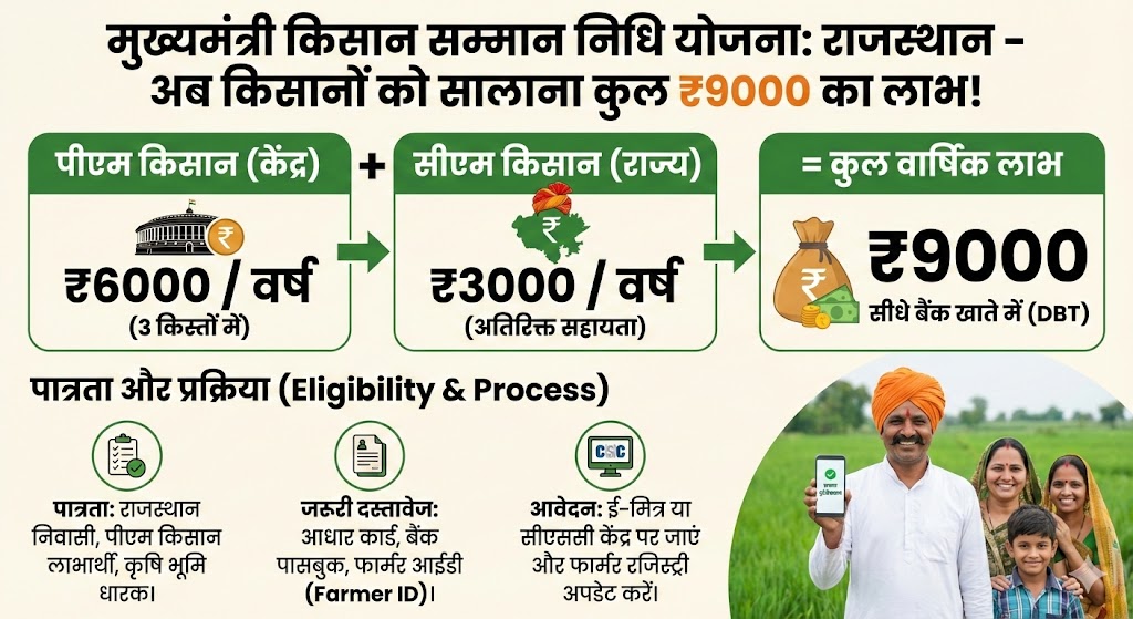 राजस्थान के किसानों को तोहफा: अब मिलेंगे पूरे 9000 रुपये, जानें नई लिस्ट और आवेदन का तरीका