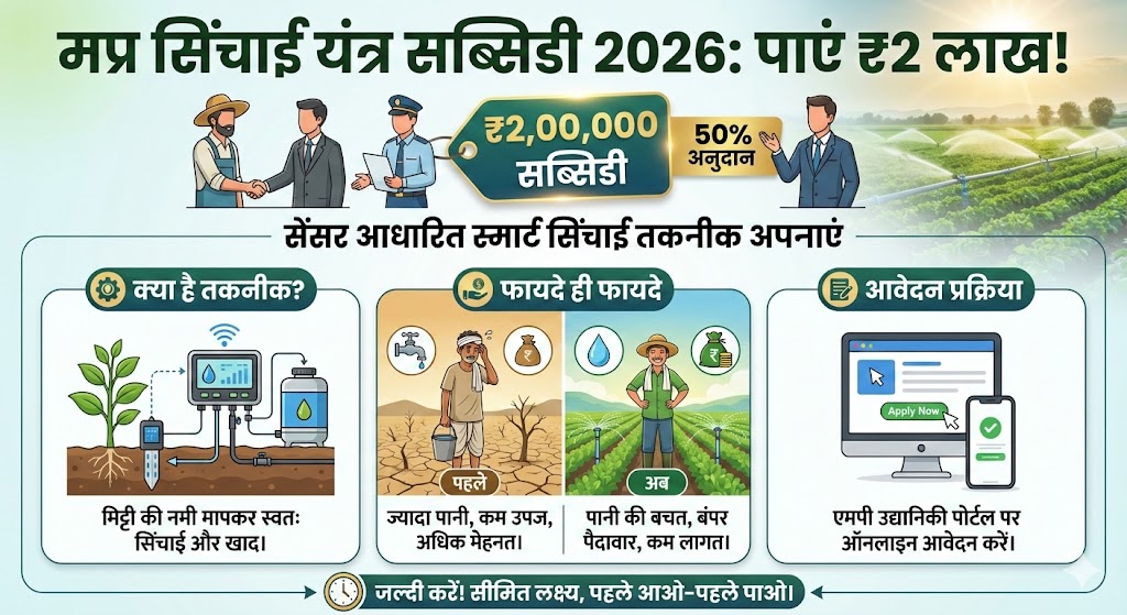 मध्य प्रदेश सिंचाई यंत्र सब्सिडी: किसानों को मिलेंगे ₹2 लाख, जानें आवेदन प्रक्रिया