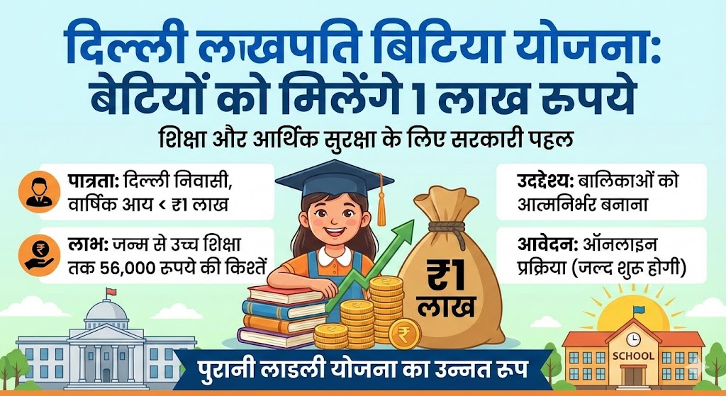 दिल्ली लखपति बिटिया योजना 2026: बेटियों को मिलेंगे 1 लाख रुपये, आज ही जानें आवेदन और पात्रता की पूरी जानकारी