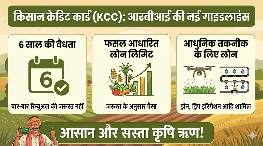 किसान क्रेडिट कार्ड: आरबीआई की नई गाइडलाइंस जारी, अब 6 साल की वैधता और ब्याज में भारी छूट, जानें पूरी डिटेल