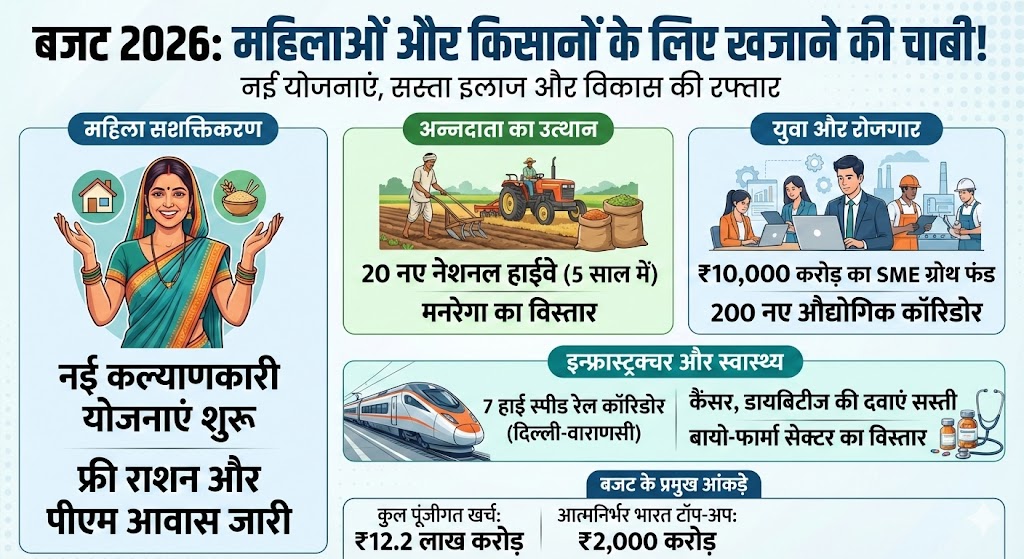 Budget 2026: महिलाओं और किसानों के लिए खुली खजाने की पोटली, जानें नई सरकारी योजनाओं के बारे में